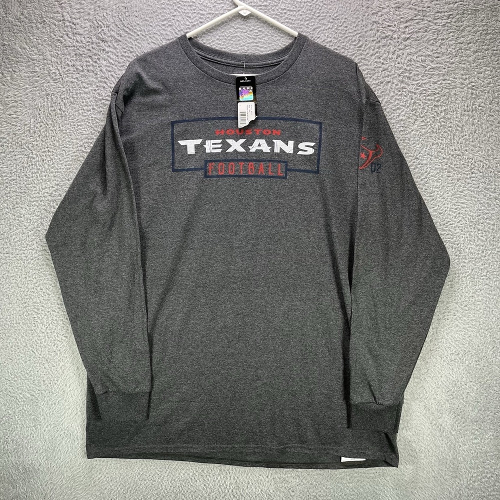 Houston Texans NFL Team Apparel Long Sleeve Shirt Mens 2XL Gray Football NWT